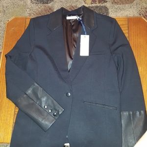 NWT Christopher Blue "Toni" Faux Trim Blazer